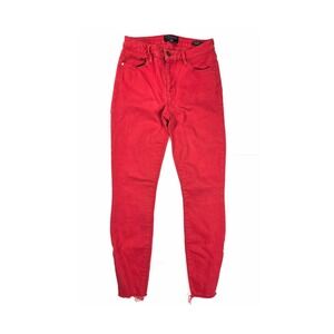 Anthropologie Sanctuary Red Coral Skinny Raw Hem Zipper Ankle Jeans Women's‎ 25